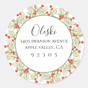 Adesivo Vestidos De Holly Wreath Return Address Sticker