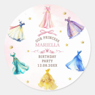Adesivo Vestidos de princesa aquarela para aniversário de