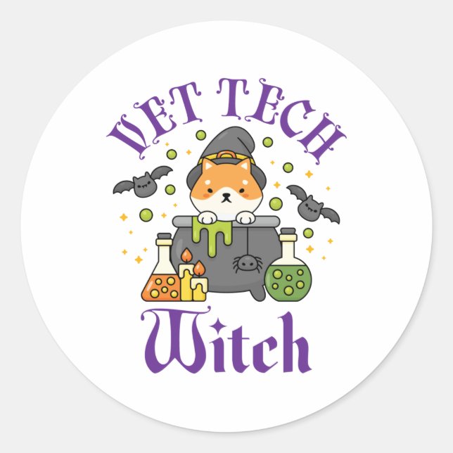 Adesivo Vet Tech Witnician Veterinary Technician Halloween (Frente)