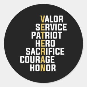 Adesivo Veteran Valor Service Patriot Hero Sacrifício Cour
