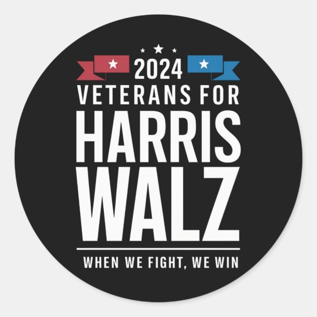 Adesivo Veteranos Para Harris Walz 2024 Presidencial (Frente)
