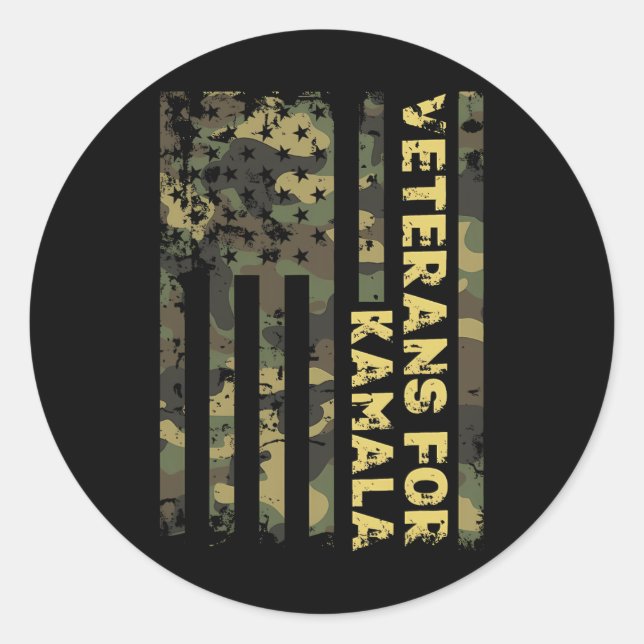 Adesivo Veteranos Para Kamala Camouflage - Bandeira Americ (Frente)