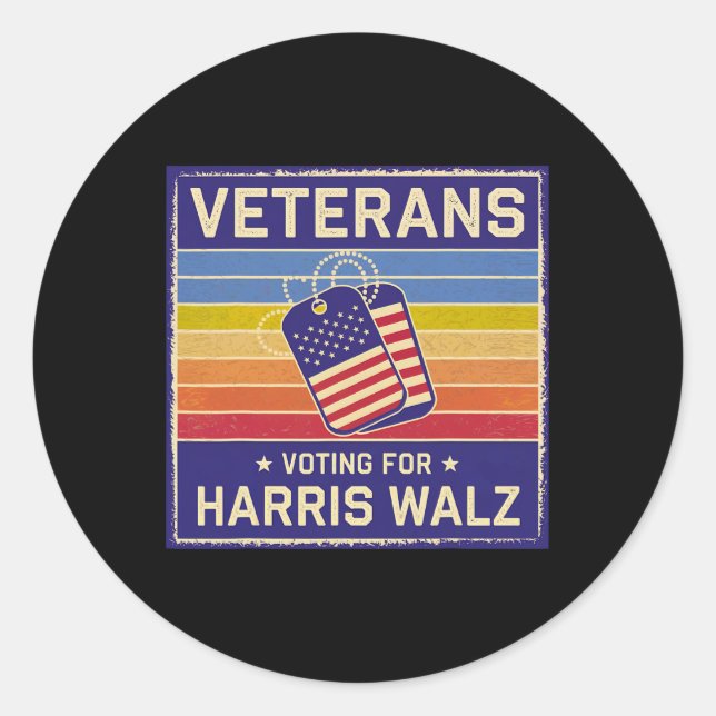Adesivo Veteranos Votando Para Kamala Harris W 2024 Presid (Frente)