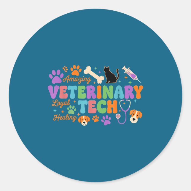 Adesivo Veterinary Technician - Vet Tech Veterinarian Appr (Frente)