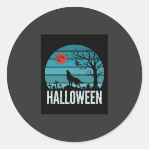 Adesivo Vetor da Lua do Cemitério do Lobo de Halloween