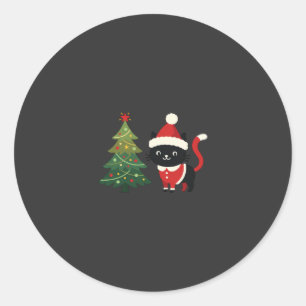 Adesivo Vetor de árvore de Natal do gato de Natal