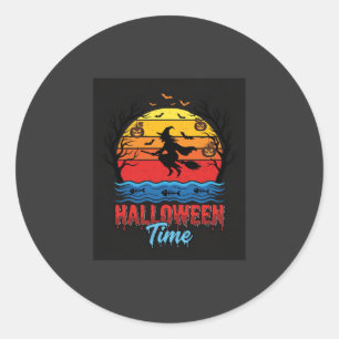 Adesivo Vetor de Bruxa de Pôr do Sol de Halloween