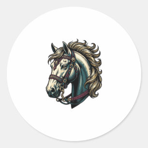 Adesivo Vetor de Cabeça de Cavalo de Gravura Antiga