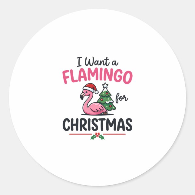 Adesivo Vetor de Citação de Natal de Flamingo (Frente)