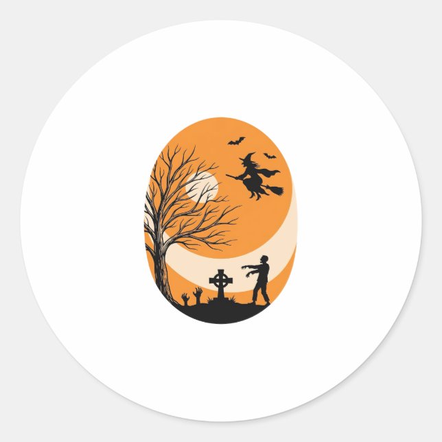 Adesivo Vetor de design de bruxa da lua do cemitério de Ha (Frente)