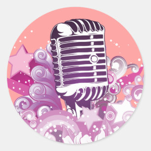 Adesivo vetor de microfone vintage diva cantora