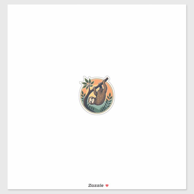 Adesivo Vetor de Preguiça Vintage Símbolo de Vida Selvagem (Folha)