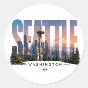 Adesivo ☕ Viagem a Seattle - Vista da Montanha da Skyline
