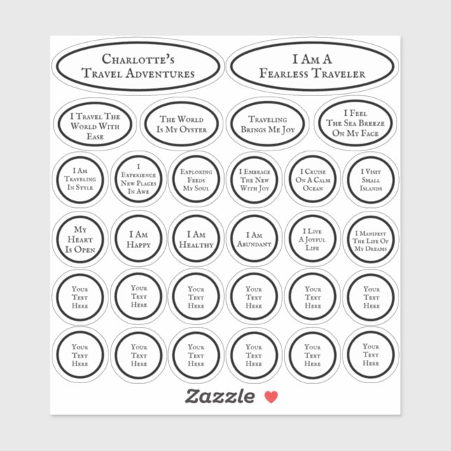 Adesivo Viagem Afirmações De Modelo Preto E Branco De 30 (Folha)