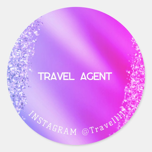 Adesivo Viagem Agent Pink Purple Glitter (Frente)
