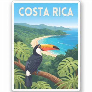 Adesivo Viagem Antiga Costa Rica Praia da Natureza Retro