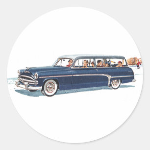 Adesivo Viagem Antiga, Férias em Família num Carrinho de E