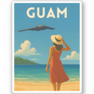 Adesivo Viagem Antiga Ilha Guam Praia Retro Beira-Mar