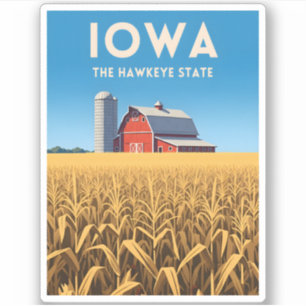Adesivo Viagem Antiga Iowa Paisagem Rural Retrô Coração
