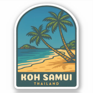 Adesivo Viagem Antiga Koh Samui Tailândia Praia Retrô