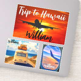 Adesivo Viagem ao Havaí (Carimbos de Viagem) Avião Mala