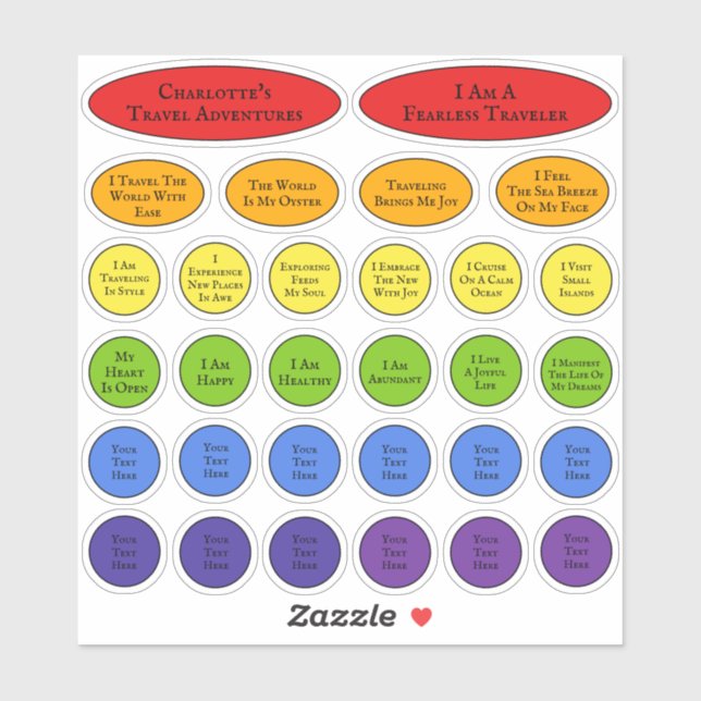 Adesivo Viagem Arco-Íris Afirmações Modelo De 30 (Folha)