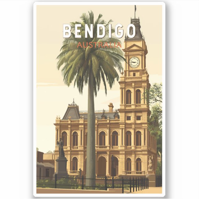 Adesivo Viagem Art Vintage da Austrália de Bendigo (Frente)