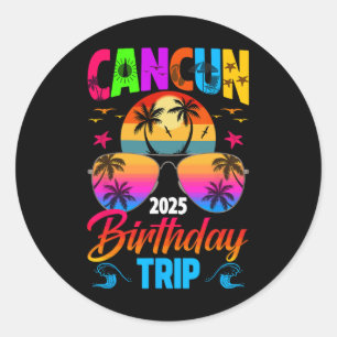 Adesivo Viagem de Aniversário Cancun 2025 Solitários Verão