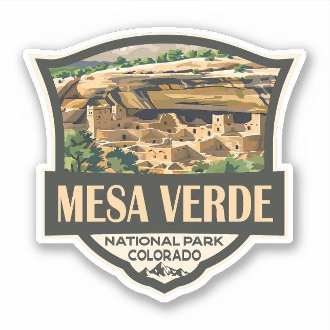 Adesivo Viagem de Arte do Parque Nacional Mesa Verde (Frente)