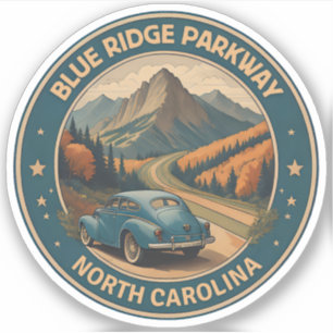 Adesivo viagem de carro clássico na Blue Ridge Parkway Sce
