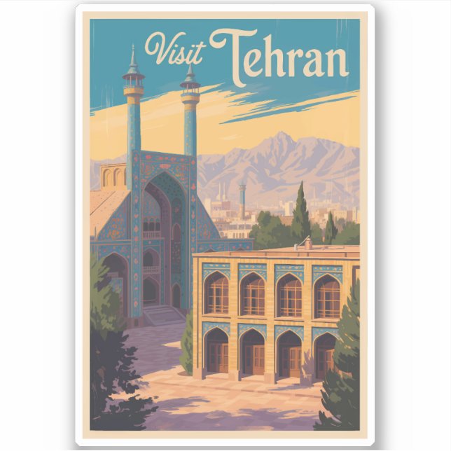 Adesivo Viagem de Ilustração do Palácio Golestan do Teerão (Frente)