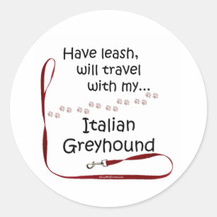 Adesivo Viagem de Leash com Greyhound italiano - Sticker