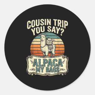 Adesivo Viagem de primo você diz alpaca minhas malas