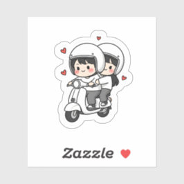 Adesivo Viagem de Scooter de Casal Fofo | Amor de Viagem R