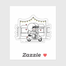 Adesivo Viagem de Scooter de Casal Fofo | Amor de Viagem R
