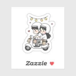 Adesivo Viagem de Scooter de Casal Fofo | Amor de Viagem R