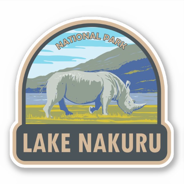 Adesivo Viagem do Lago Nakuru Parque Nacional do Rinoceron (Frente)