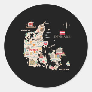 Adesivo Viagem Europe Dinamarca Mapa Copenhaga Família din