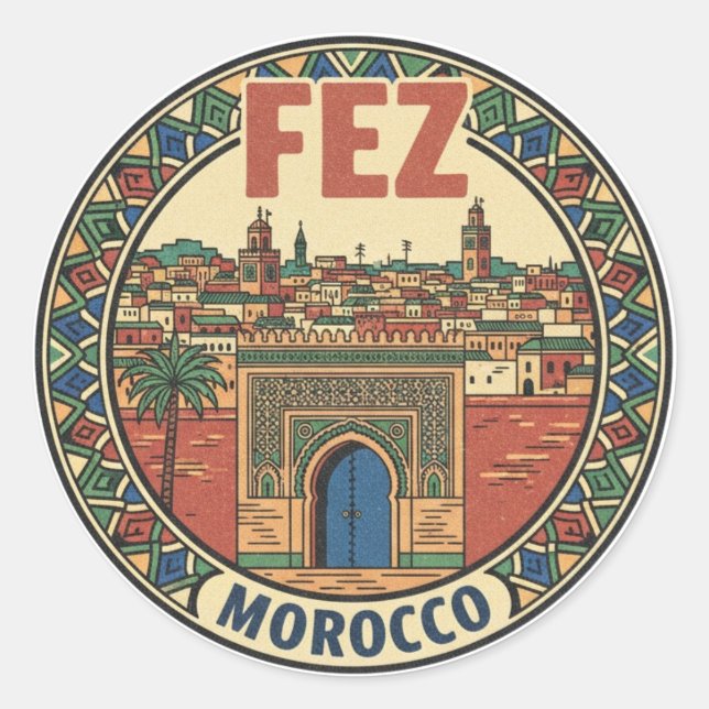 Adesivo Viagem Fez Marrocos (Frente)