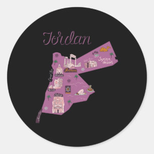 Adesivo Viagem Jordan Map Amman Petra Sea Family Vaca