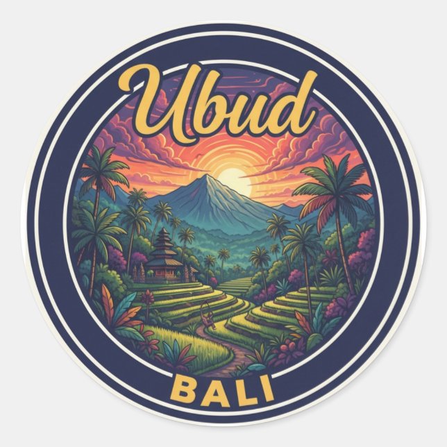 Adesivo Viagem para Ubud Bali Indonésia (Frente)