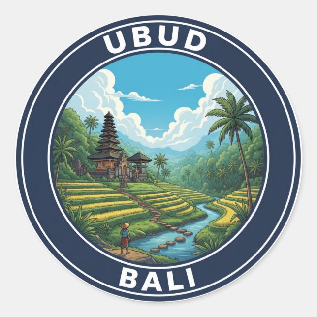 Adesivo Viagem para Ubud Bali Indonésia (Frente)