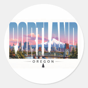 Adesivo Viagem pela Frente do Rio Portland Oregon Montanha