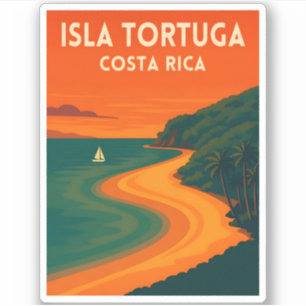 Adesivo Viagem Retro Vintage Costa Rica Isla Tortuga