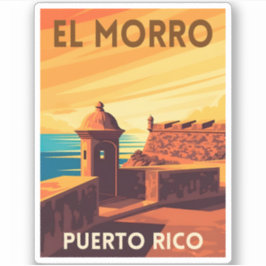 Adesivo Viagem Retro Vintage Porto Rico Pôr do Sol em San 