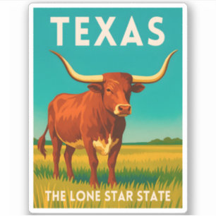 Adesivo Viagem Retro Vintage Texas Longhorn Gado
