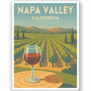 Adesivo Viagem Retro Vintage Vale de Napa Califórnia Viníc