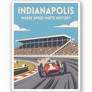 Adesivo Viagens Antigas Indianapolis Indiana Corrida Retro