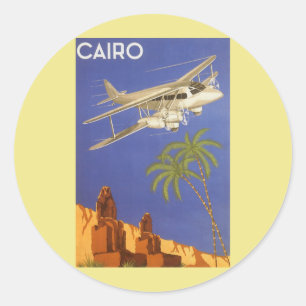 Adesivo Viagens vintage ao Cairo, Eygpt, avião do biplano