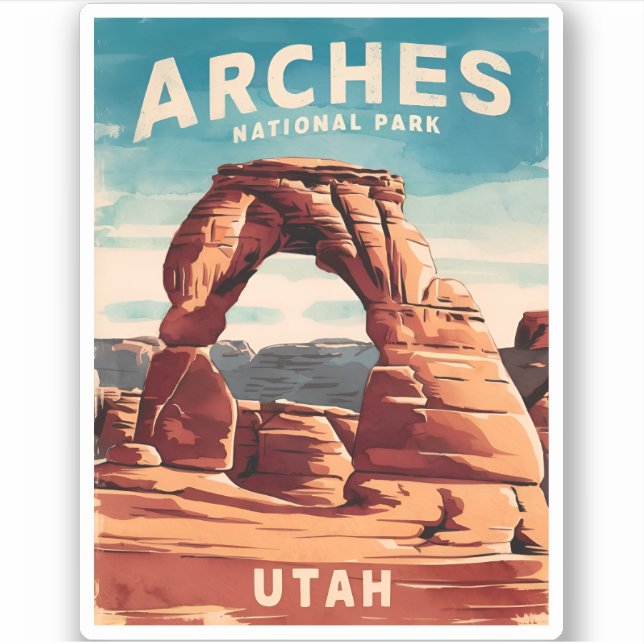 Adesivo Viagens vintage Arches National Park Utah Retro (Frente)